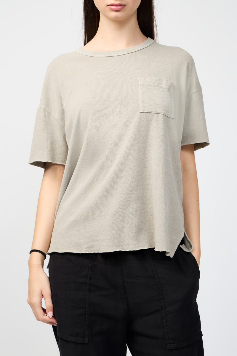 T-Shirt En Jersey Coupe Décontractée Avec Poche - Pigment Ficelle - Femme