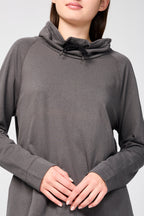Oversized Terry Sweatshirt with Funnel Neck - Thin - Women