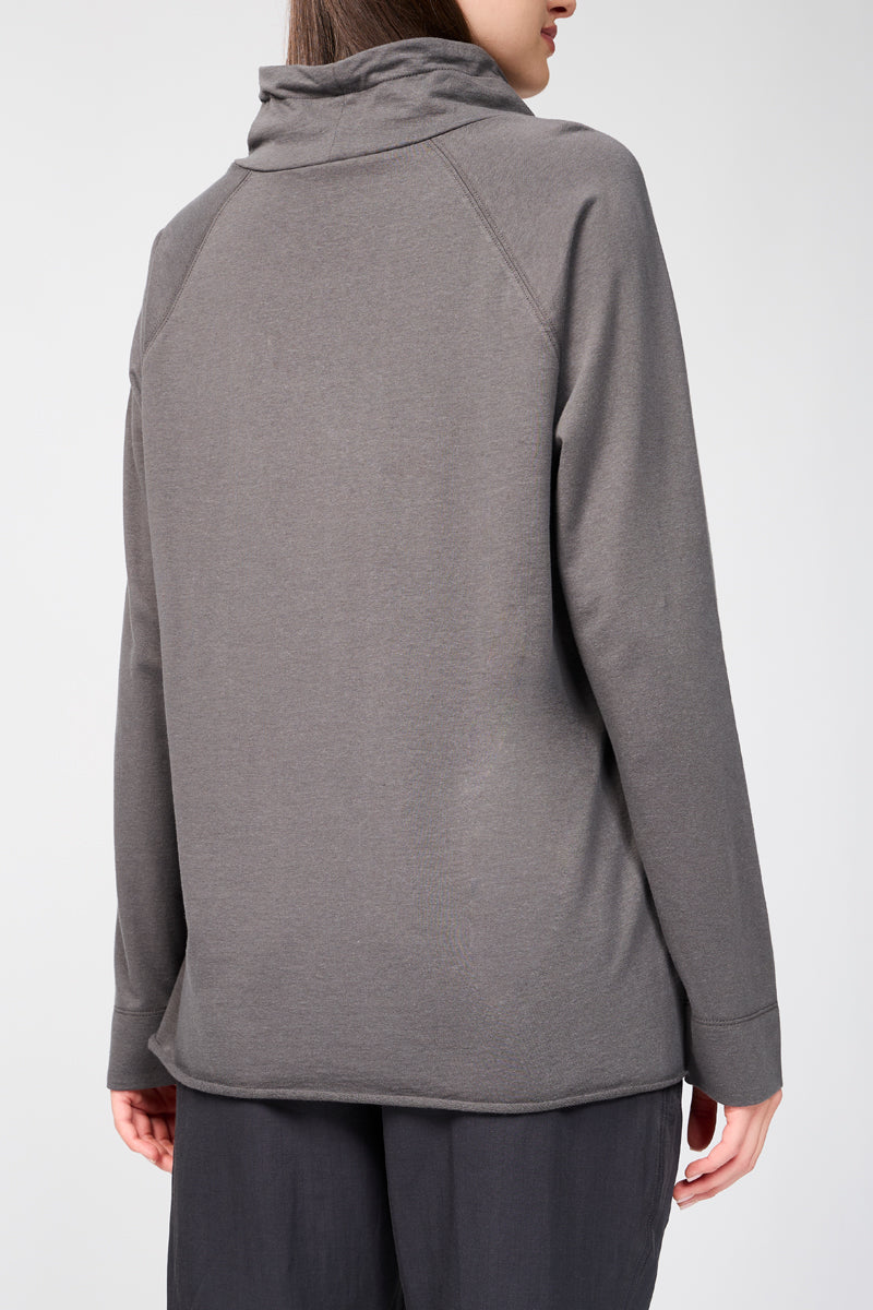 Oversized Terry Sweatshirt with Funnel Neck - Thin - Women