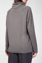 Oversized Terry Sweatshirt with Funnel Neck - Thin - Women
