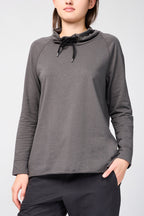 Oversized Terry Sweatshirt with Funnel Neck - Thin - Women