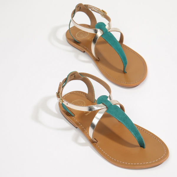 Scriptura Sandals - Emerald & Gold