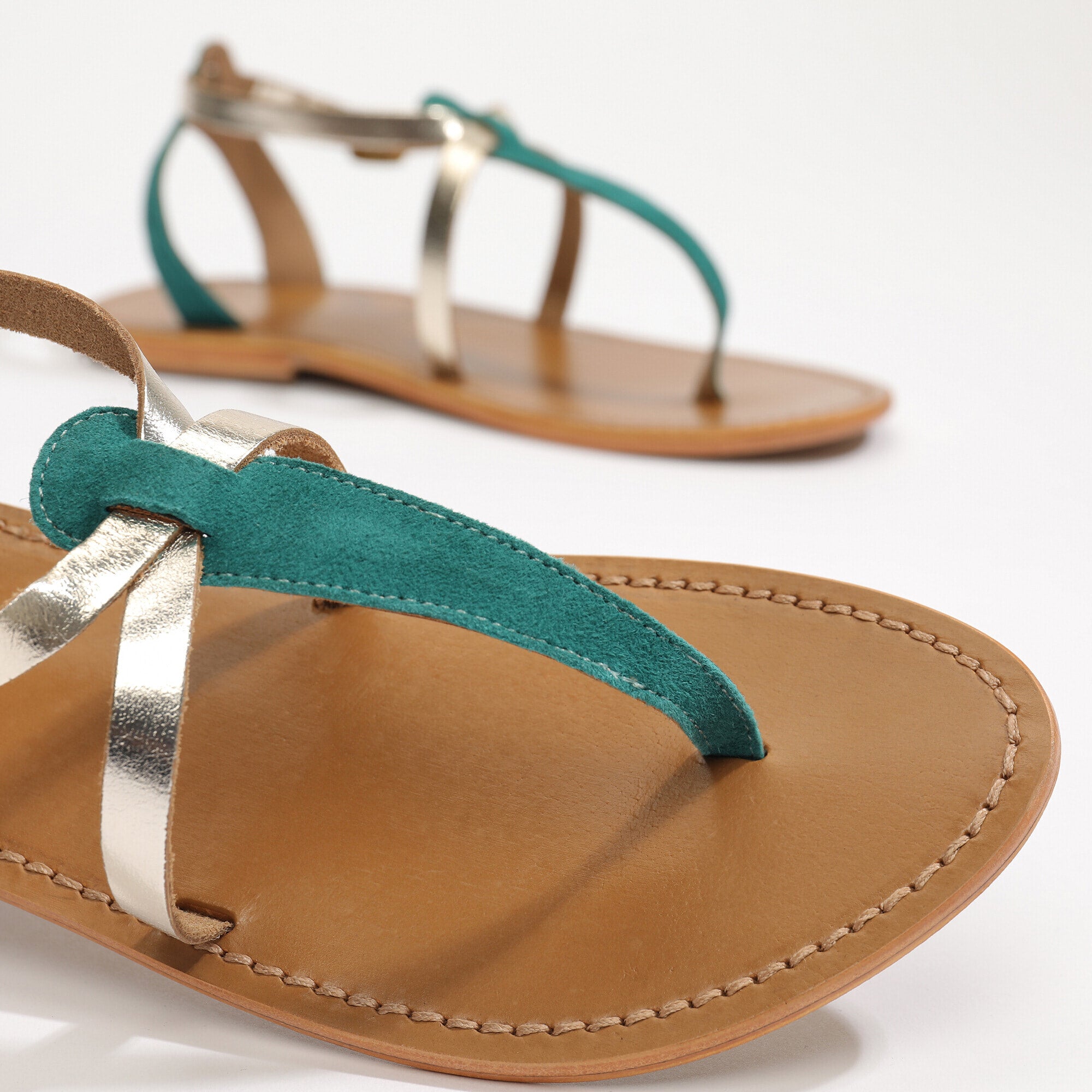Scriptura Sandals - Emerald & Gold