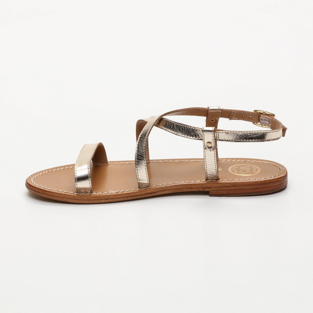 White Sun - Sandalias Recife - Gold Goat Leather - Gold