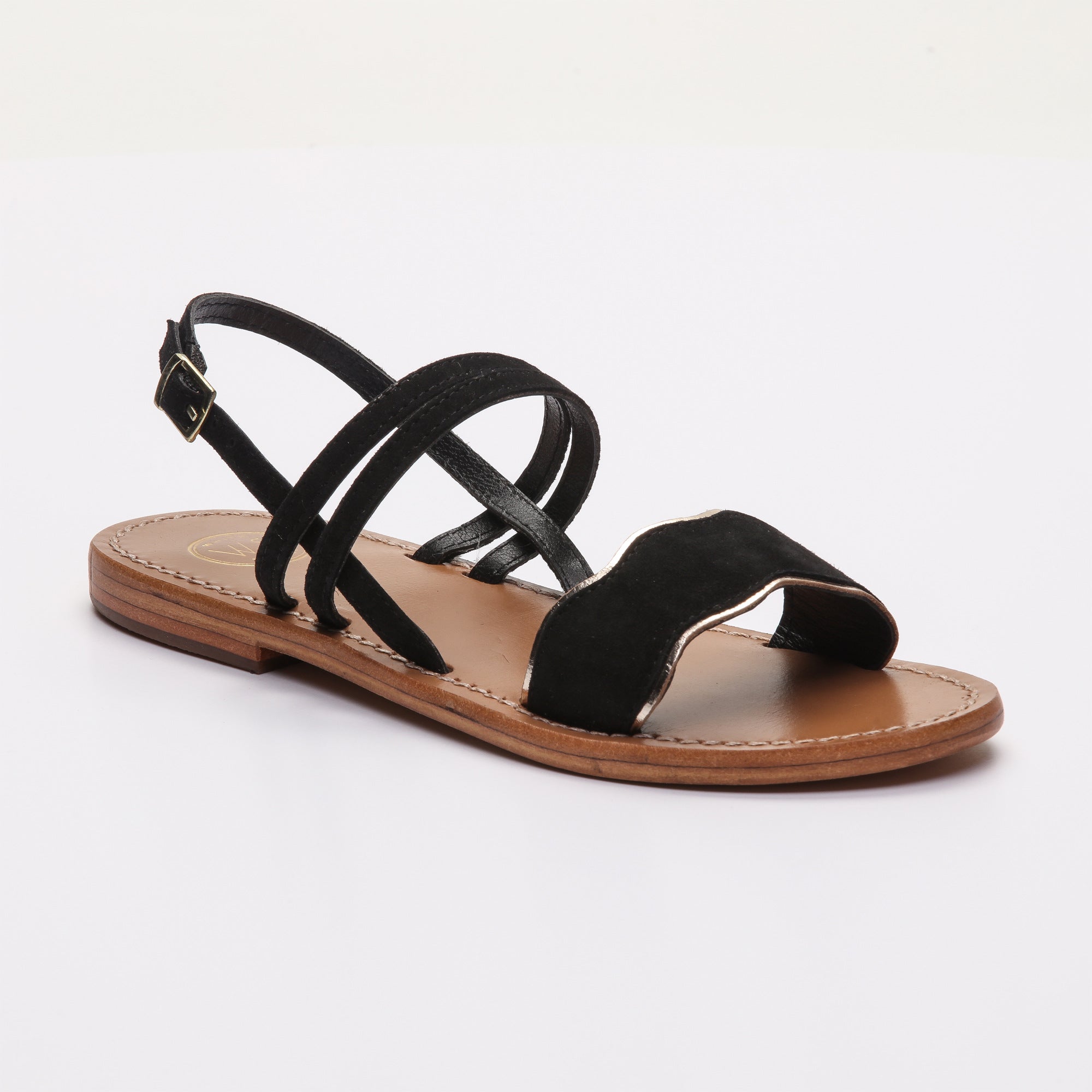 Sandalias Bacis - Negro y Dorado