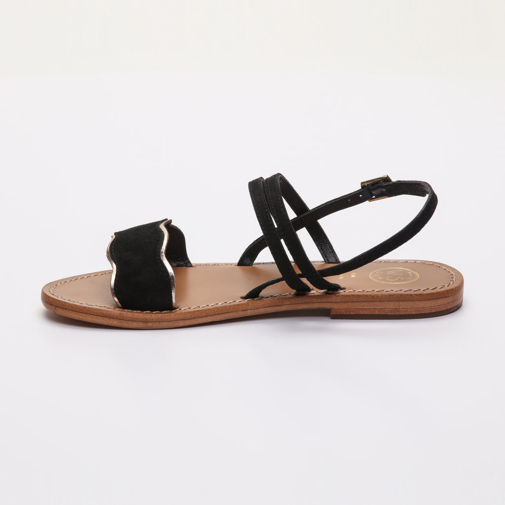 Sandalias Bacis - Negro y Dorado