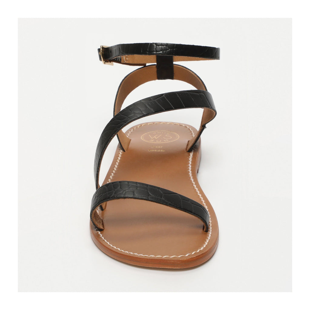 White Sun - Sandalias Xigala - Cuero de cabra con estampado de cocodrilo negro - Cocodrilo negro
