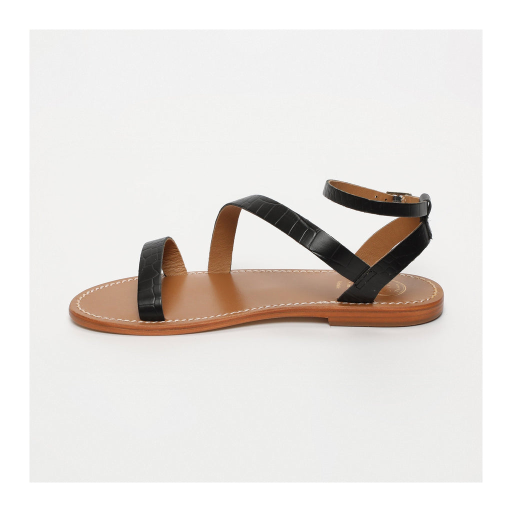 White Sun - Sandalias Xigala - Cuero de cabra con estampado de cocodrilo negro - Cocodrilo negro