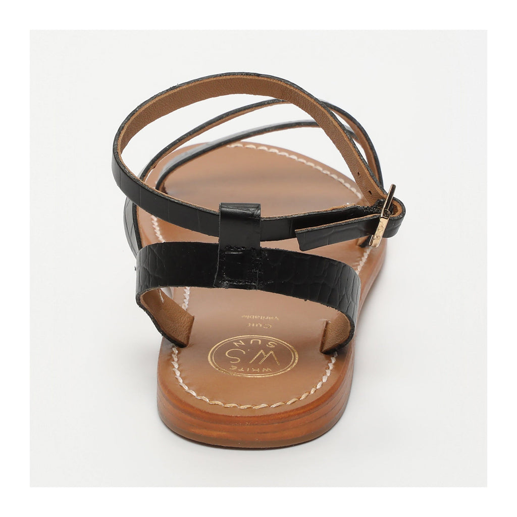 White Sun - Sandalias Xigala - Cuero de cabra con estampado de cocodrilo negro - Cocodrilo negro