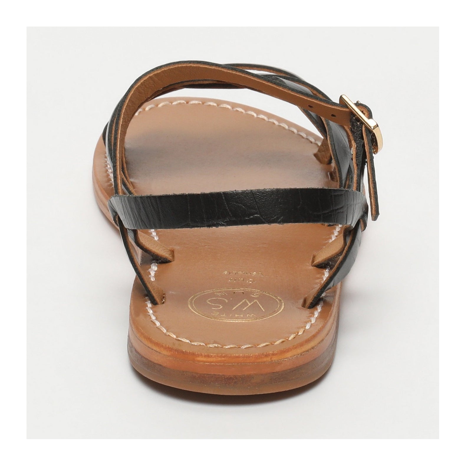 White Sun - Sandales Rubra - Black Croco Print Goat Leather - Motifs