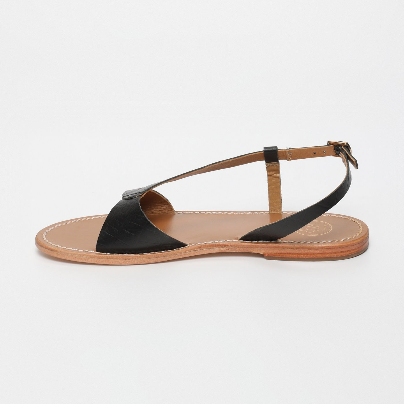 White Sun - Sandalias Clairvistone - Piel de cabra con estampado Black Croco - Black Croco