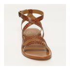 White Sun - Sandales Lesia - Tan Croco Print Goat - Camel Croco