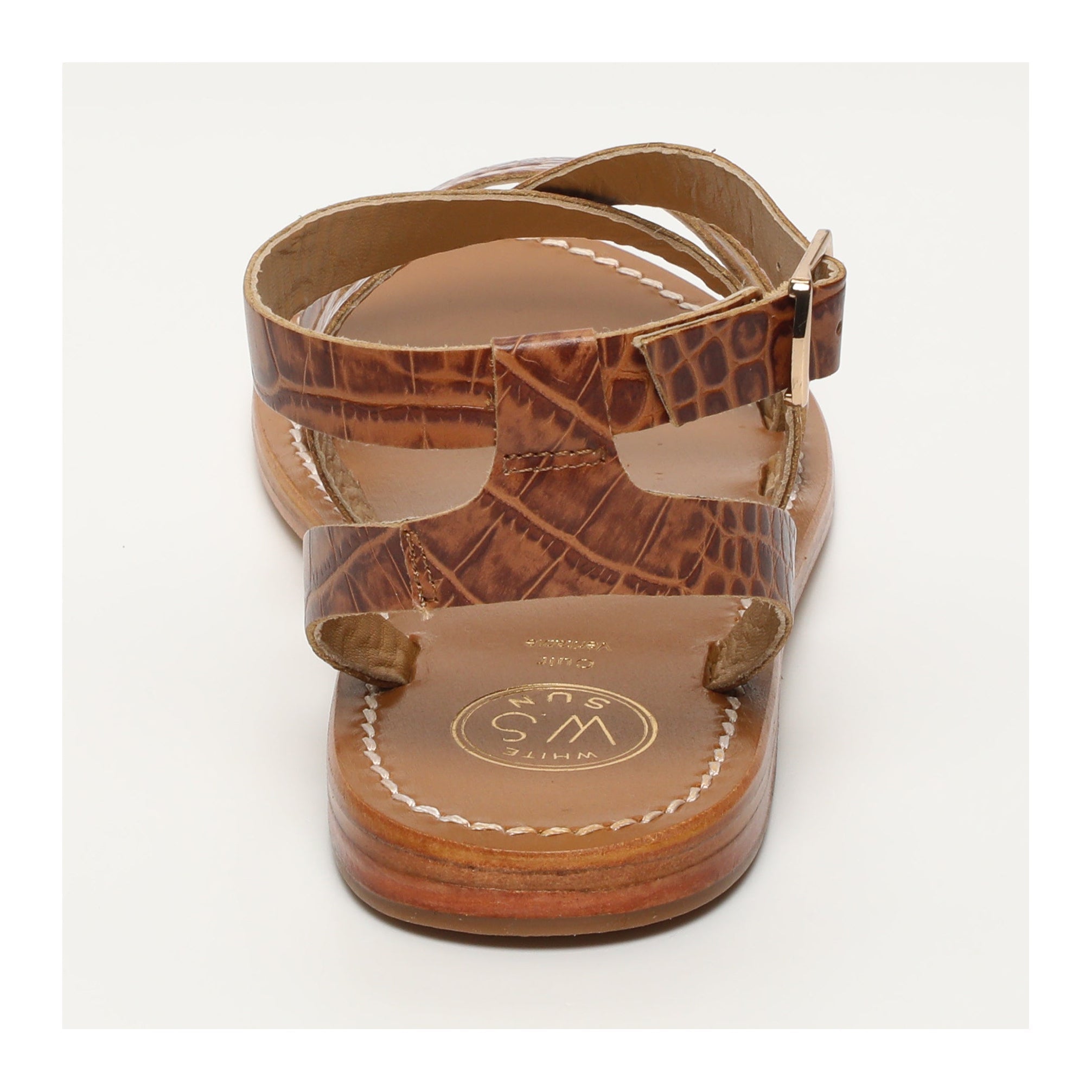 White Sun - Sandales Lesia - Tan Croco Print Goat - Camel Croco