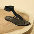 White Sun - Sandalias Babithra - Piel de cabra negra - Negro