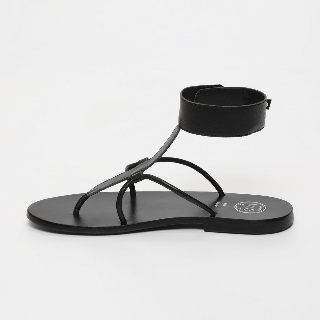 White Sun - Sandalias Babithra - Piel de cabra negra - Negro