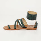 White Sun - Sandales Darika - Green Croco Print Goat - Green Croco