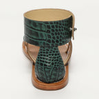 White Sun - Sandales Darika - Green Croco Print Goat - Green Croco