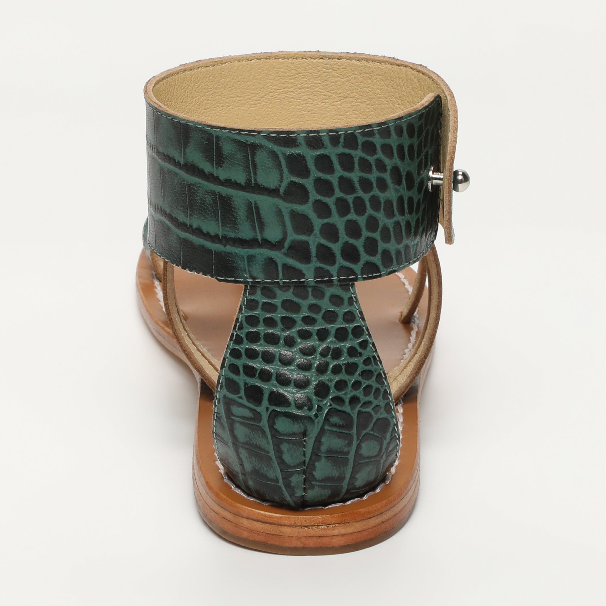 White Sun - Sandales Darika - Green Croco Print Goat - Green Croco