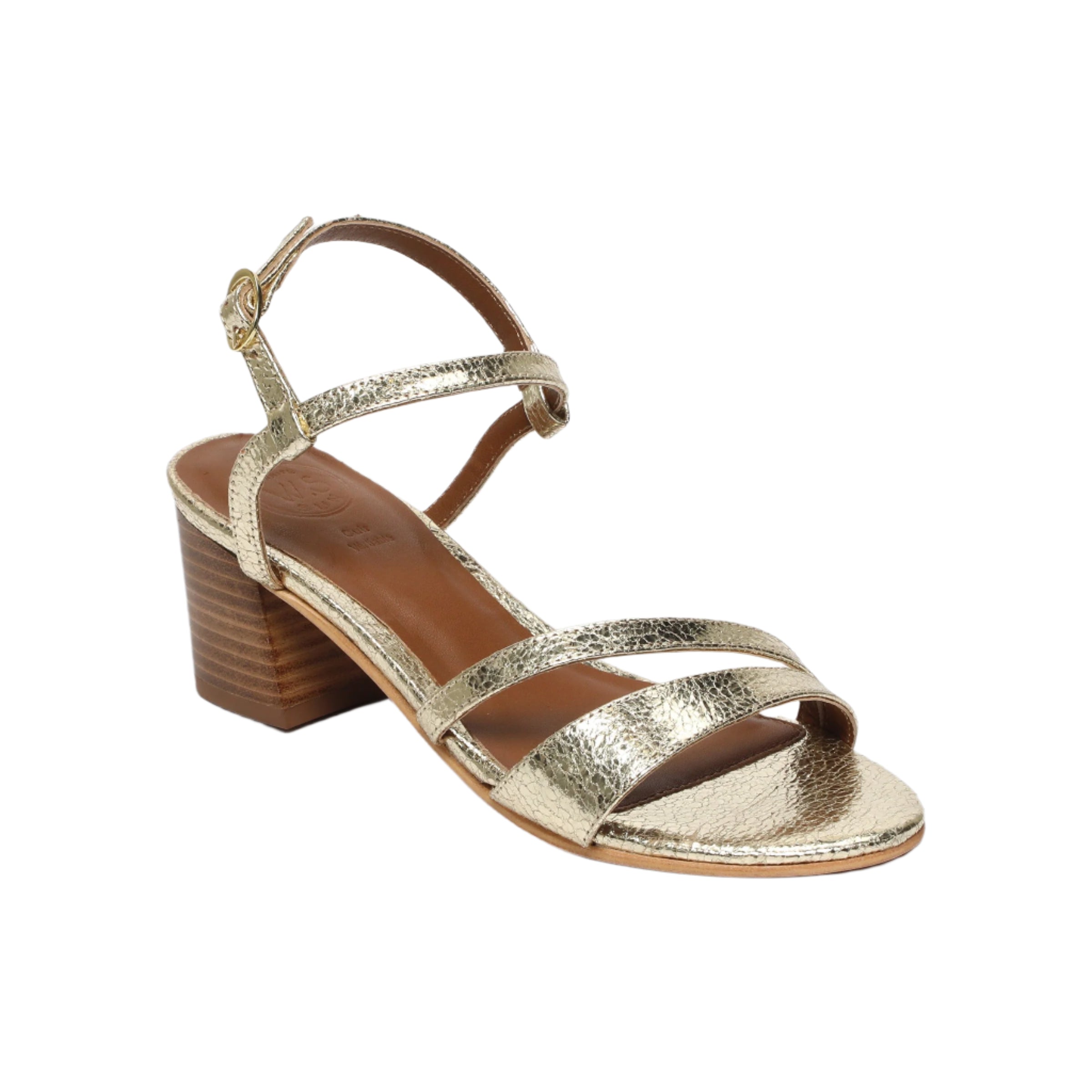 White Sun - Sandales Talon Darshika - Gold Crackle Foil - Gold