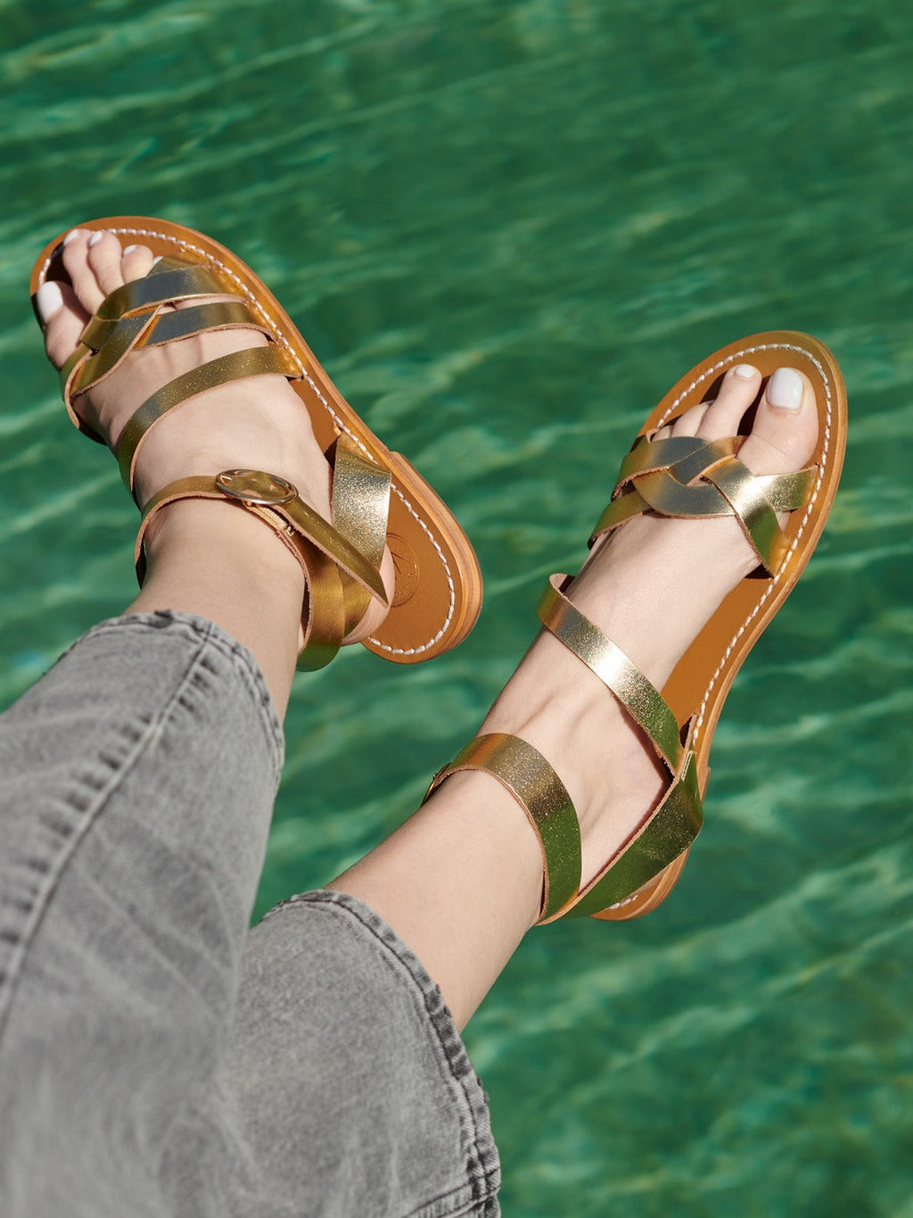 White Sun - Sandalias Motilla - Dark Gold - Mujer