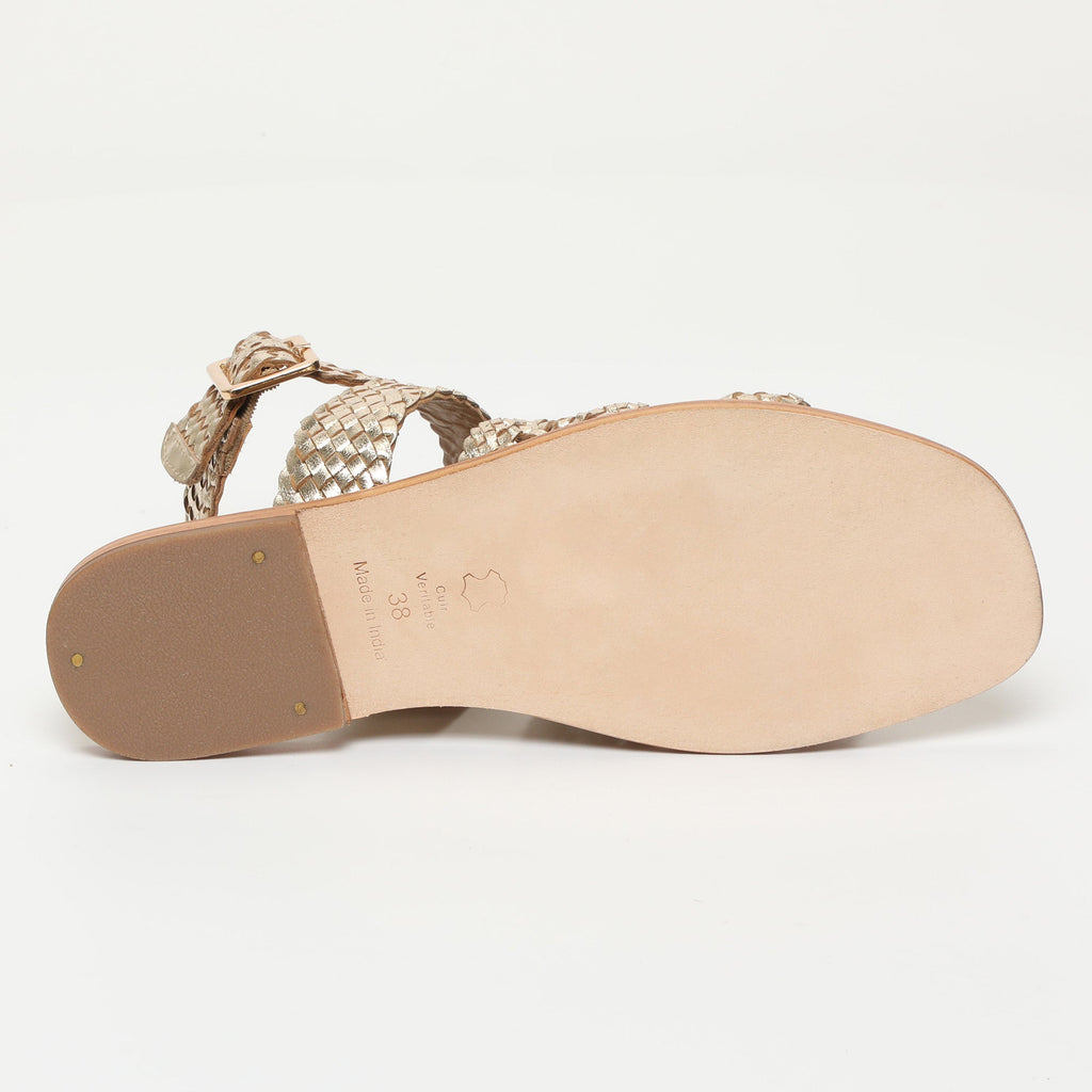 White Sun - Sandalias Solana - Piel de cabra dorada - Dorado