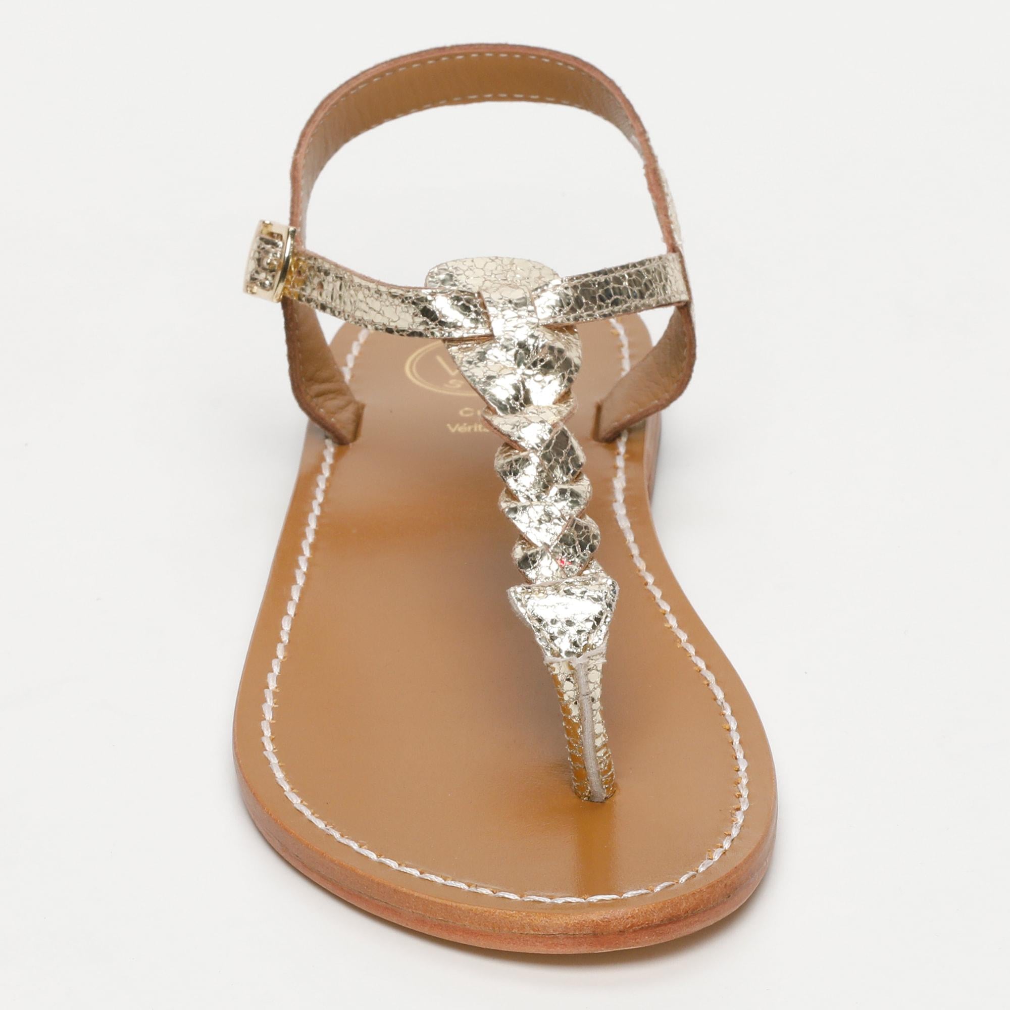 White Sun - Sandalias Natal - Cuero laminado Gold Crackle - Gold Crackle
