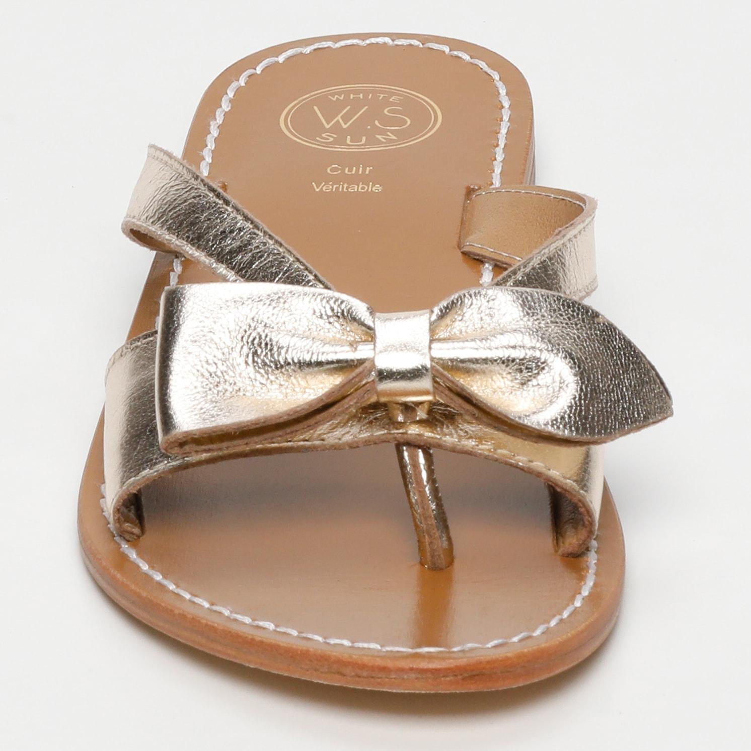 White Sun - Mules Herbita - Gold Goat Leather - Doré