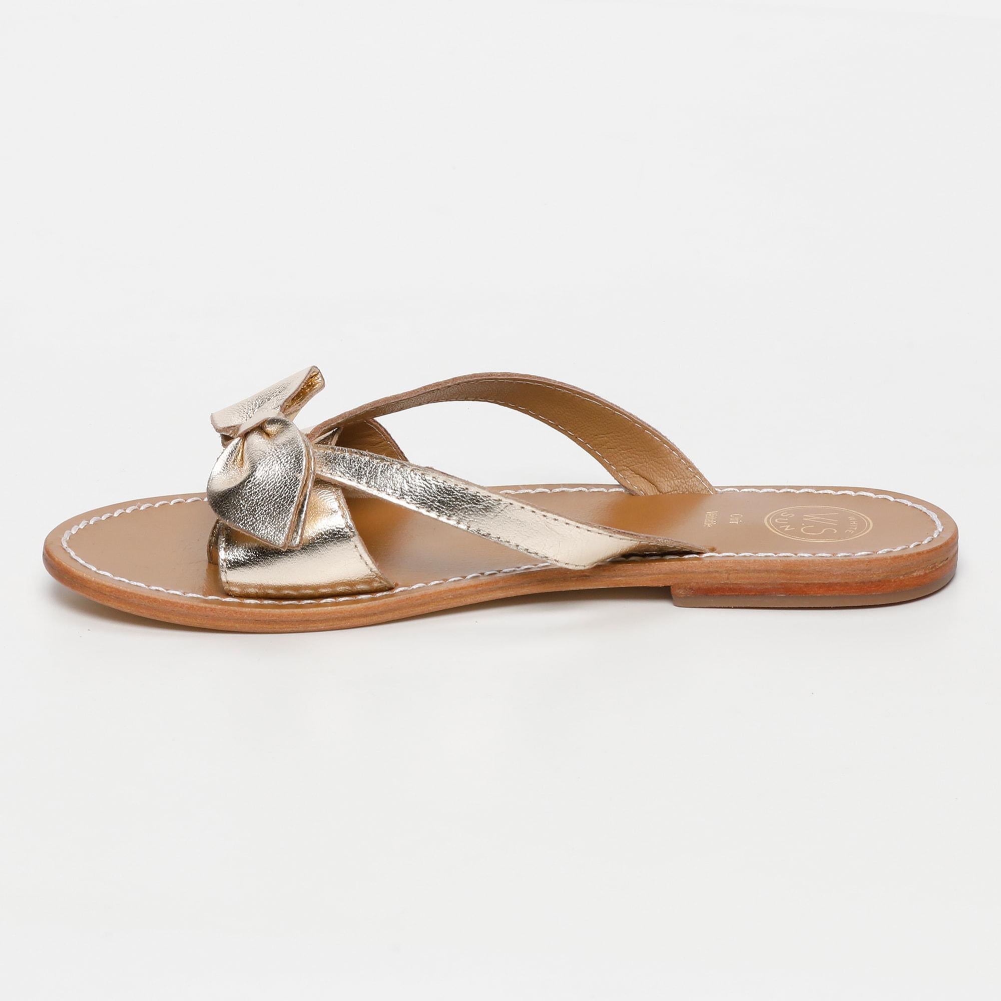 White Sun - Mules Herbita - Gold Goat Leather - Doré