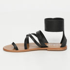 White Sun - Darika Sandals - Black Croco Print Goat - Black Croco