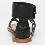 White Sun - Darika Sandals - Black Croco Print Goat - Black Croco