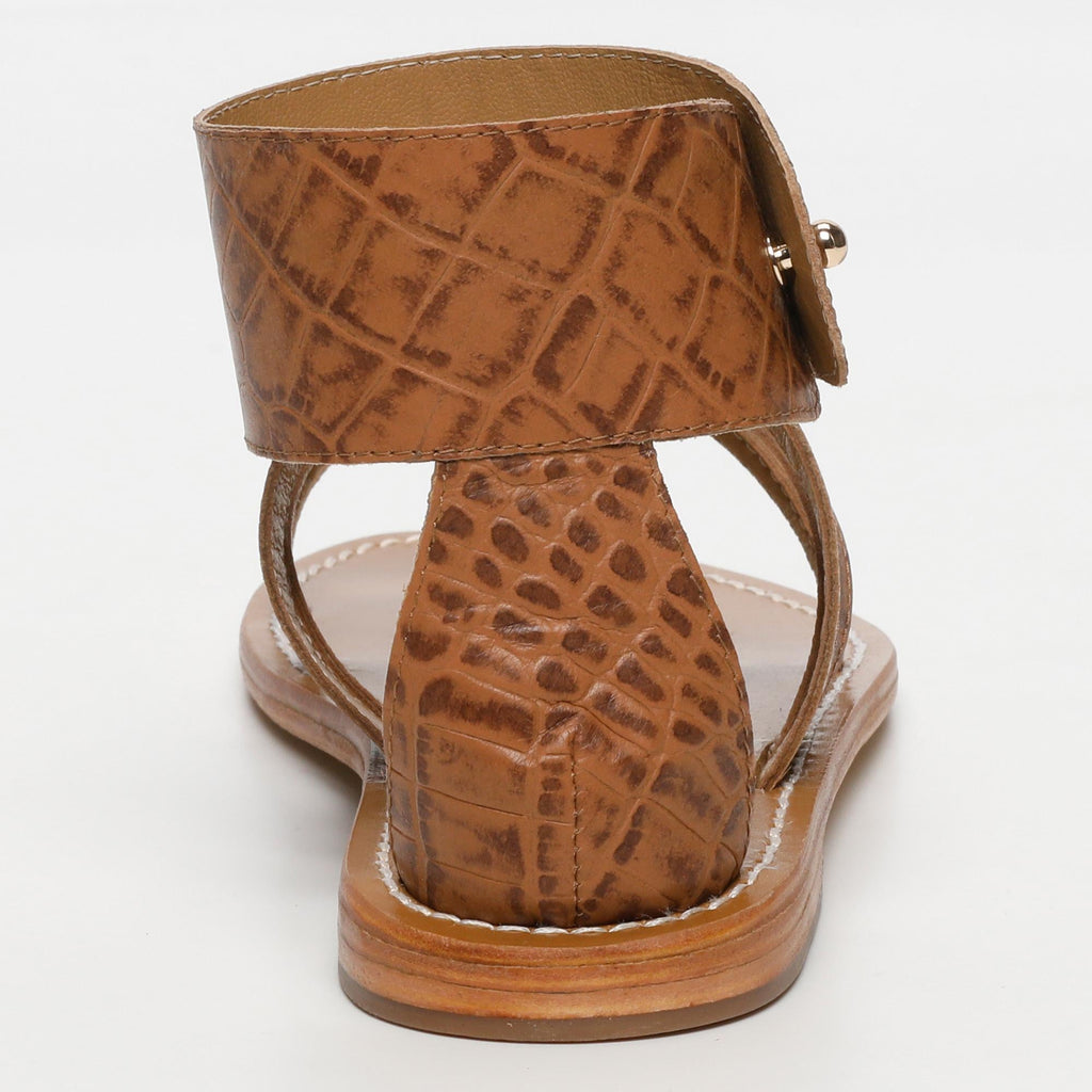White Sun - Sandales Darika - Tan Croco Print Goat - Camel Croco