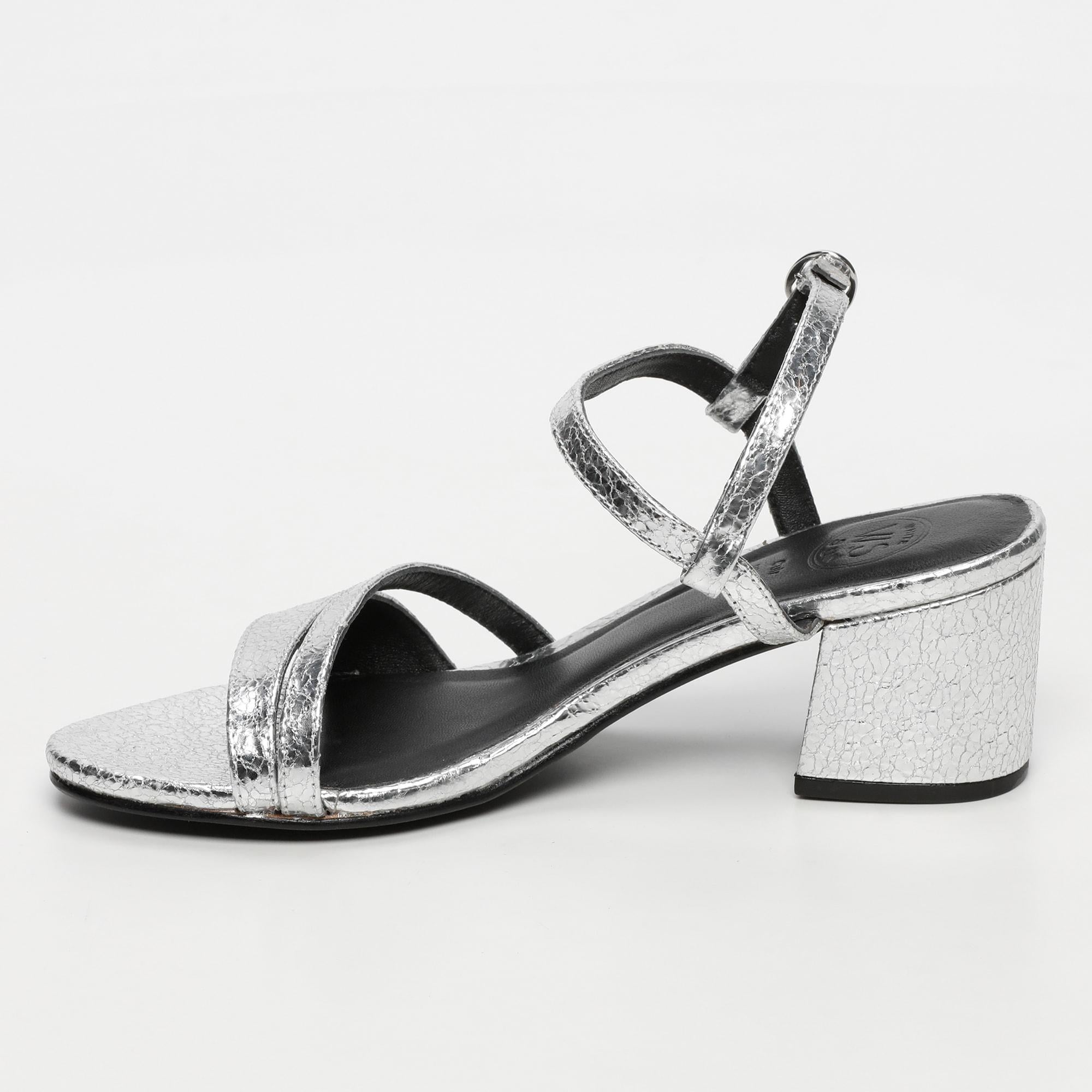 White Sun - Sandalias Tacón Darshika - Silver Crackle Foil Leather - Silver Crackle