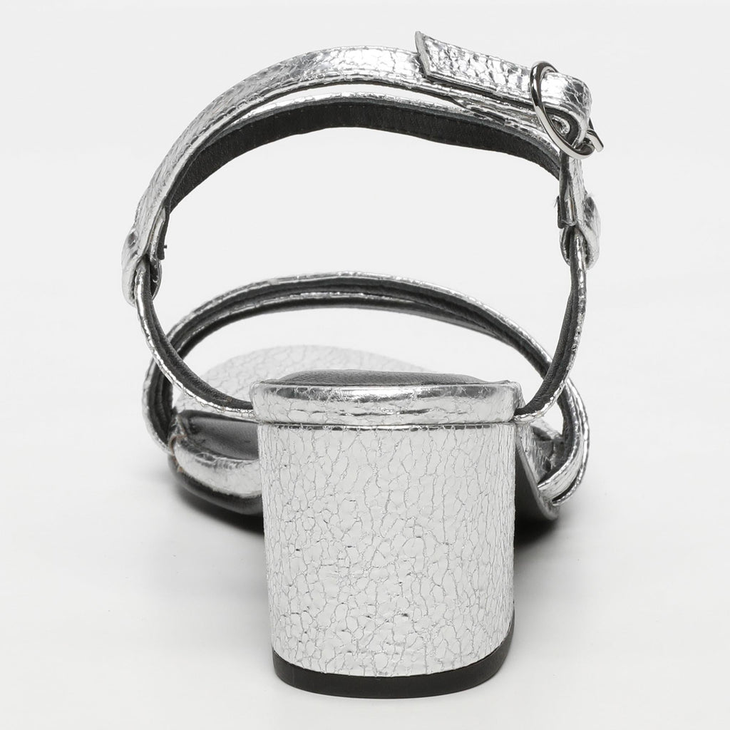 White Sun - Sandalias Tacón Darshika - Silver Crackle Foil Leather - Silver Crackle