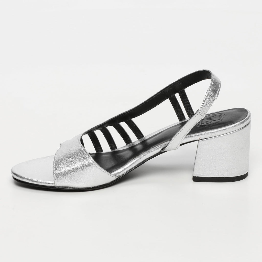 White Sun - Sandalias de tacón Deeksha - Piel de cabra plateada - Plateado
