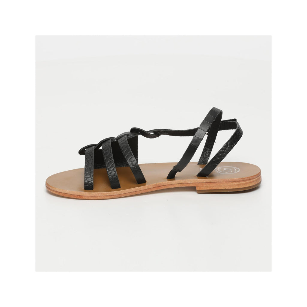 White Sun - Sandales Delaram - Black Croco Print Goat - Motifs