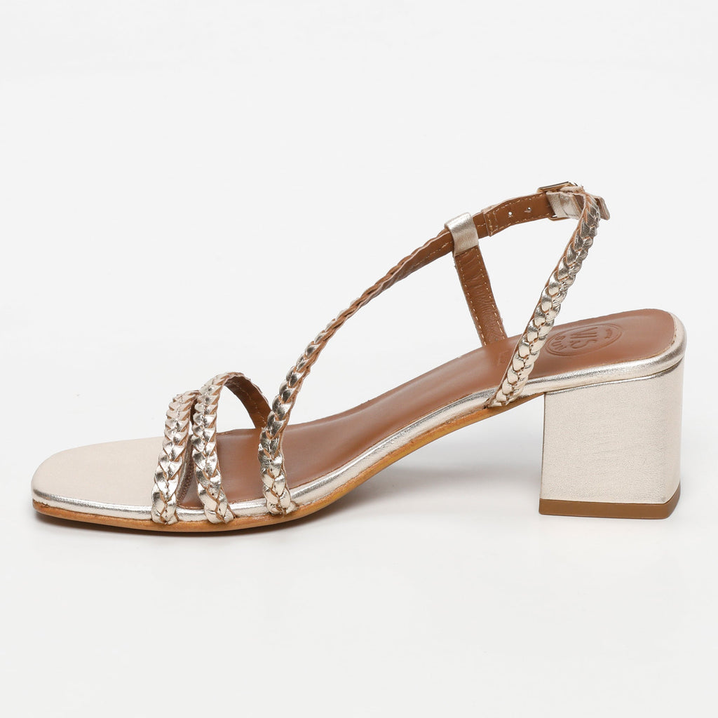 White Sun - Sandales Talon Riviera - Gold Goat Leather - Gold