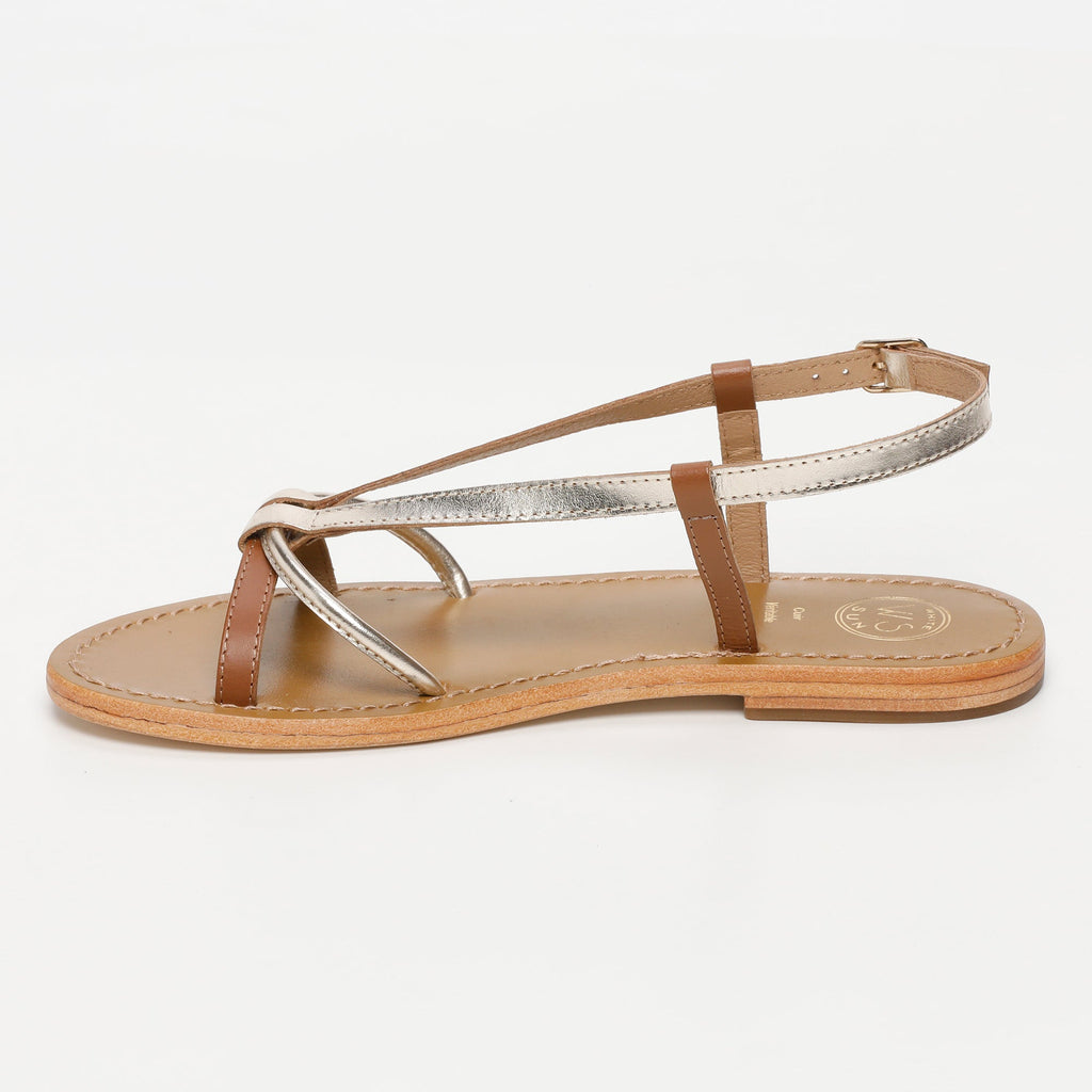 White Sun - Sandales Monashi - Camel Buff - Gold+Camel