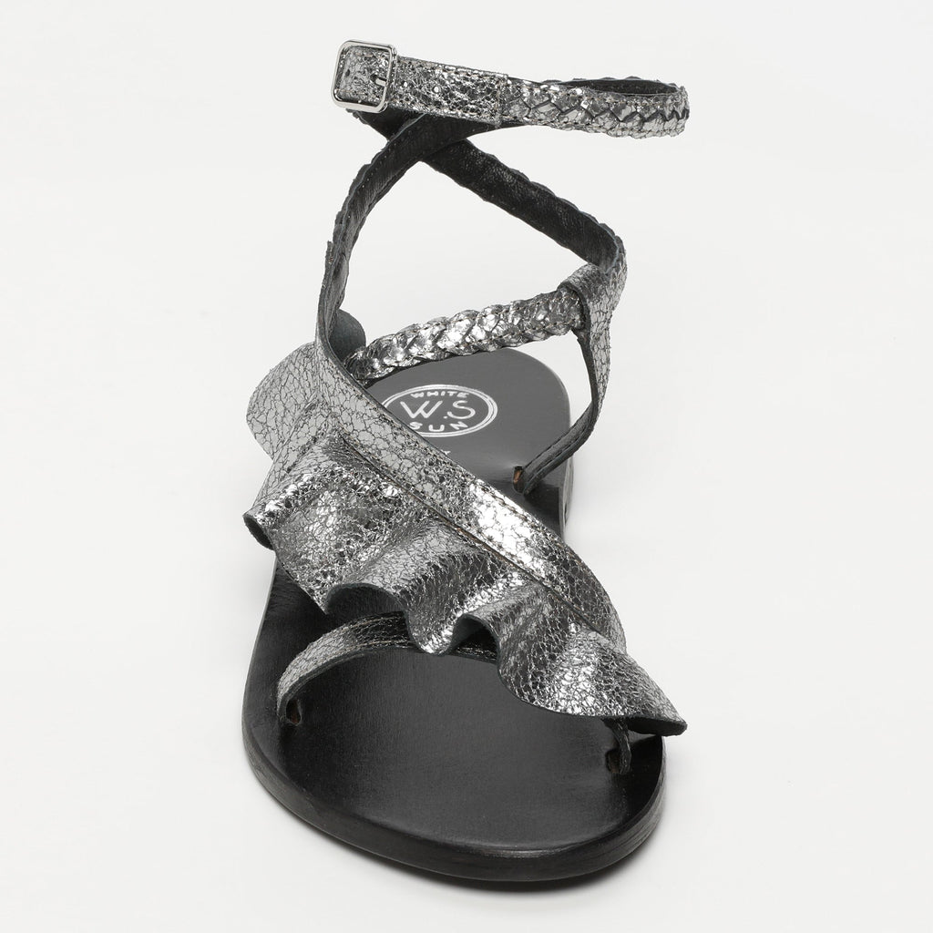 White Sun - Sandalias Yonora - Pewter Crackle Foil Goat - Gris
