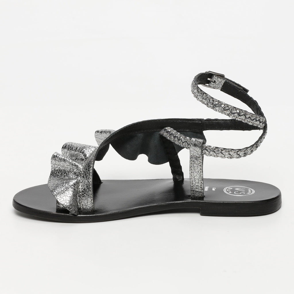 White Sun - Sandalias Yonora - Pewter Crackle Foil Goat - Gris