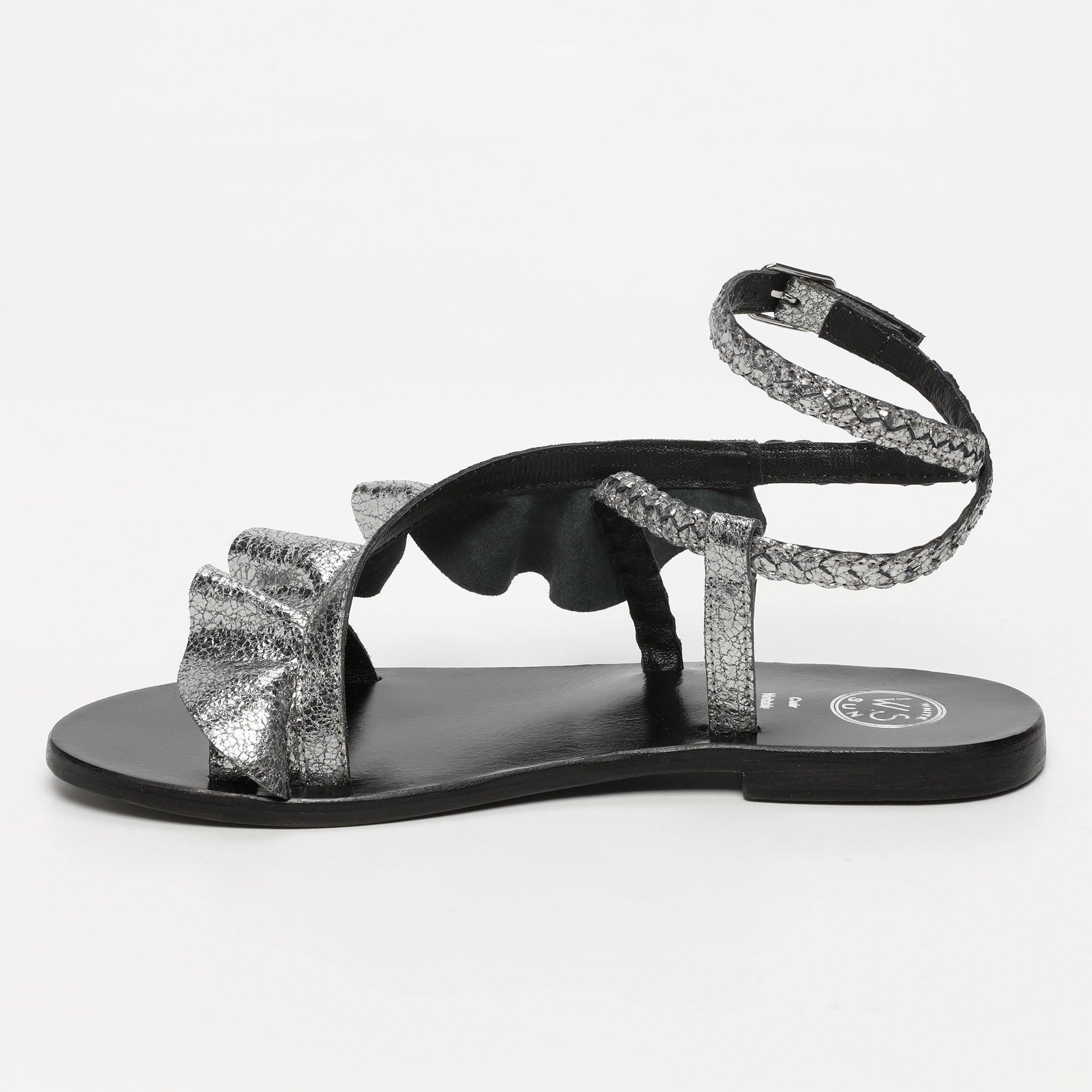 White Sun - Sandalias Yonora - Pewter Crackle Foil Goat - Gris