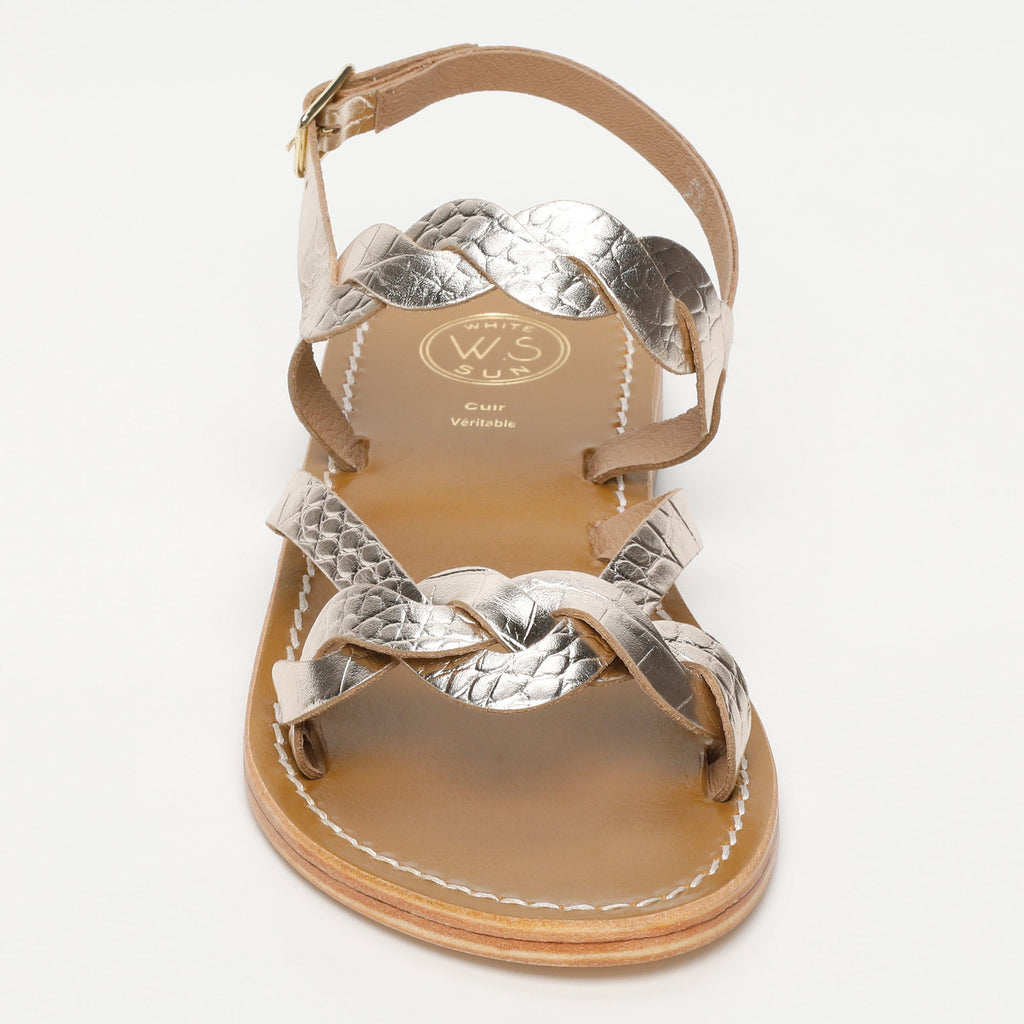 White Sun - Sandales Faro - Light Gold Croco Print Goat - Doré
