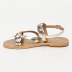 White Sun - Sandales Faro - Light Gold Croco Print Goat - Doré