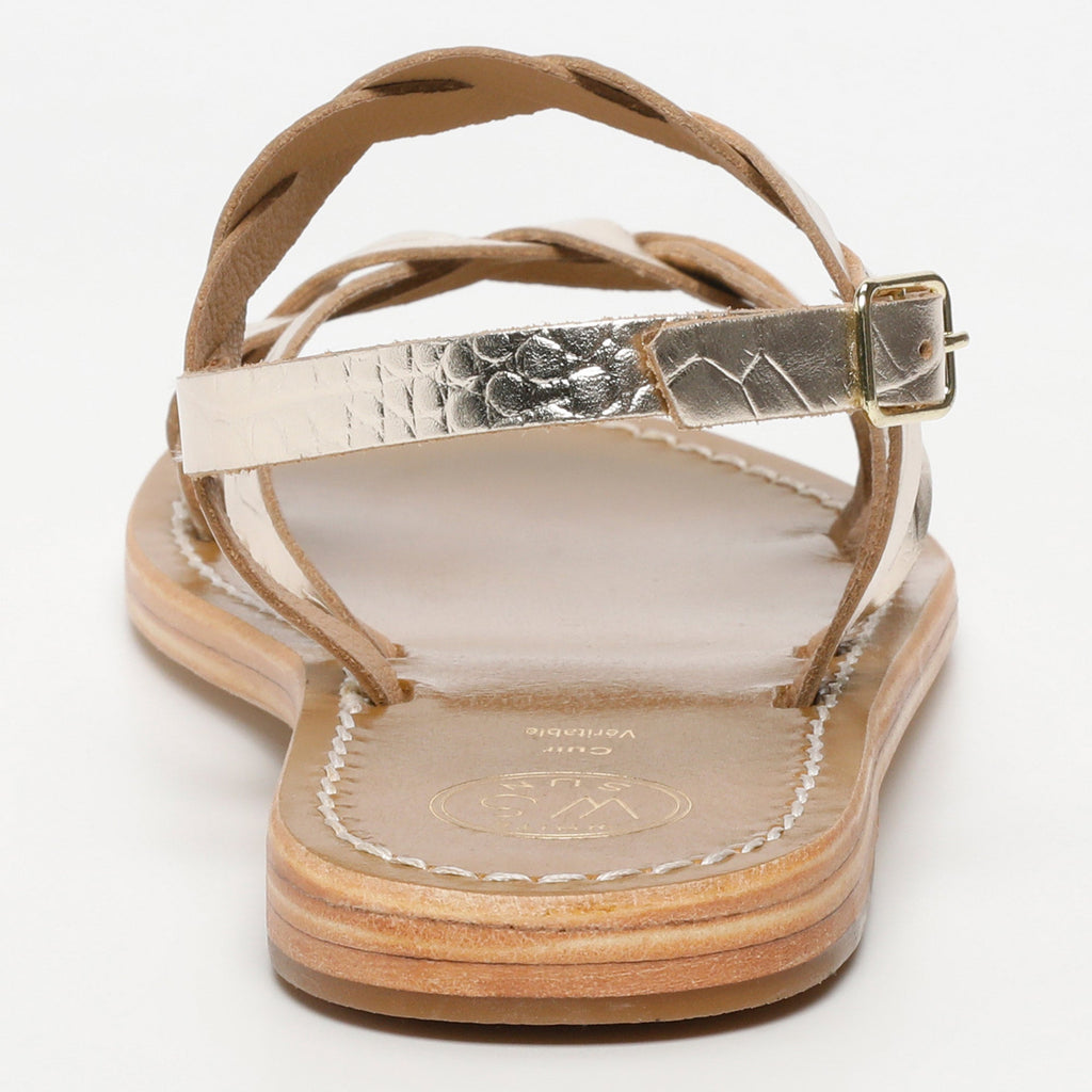 White Sun - Sandales Faro - Light Gold Croco Print Goat - Doré