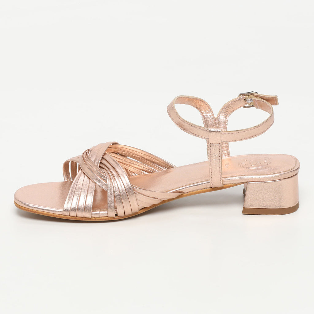White Sun - Sandales Talon Akebi - Rosegold Sheep Metallic Nappa - Rosegold