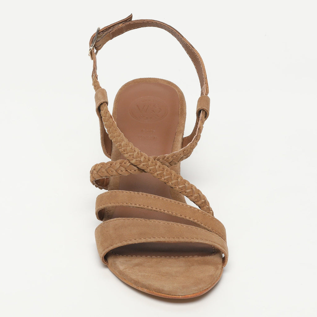 White Sun - Sandales Talon Cudrang - Camel Goat Suede - Marron