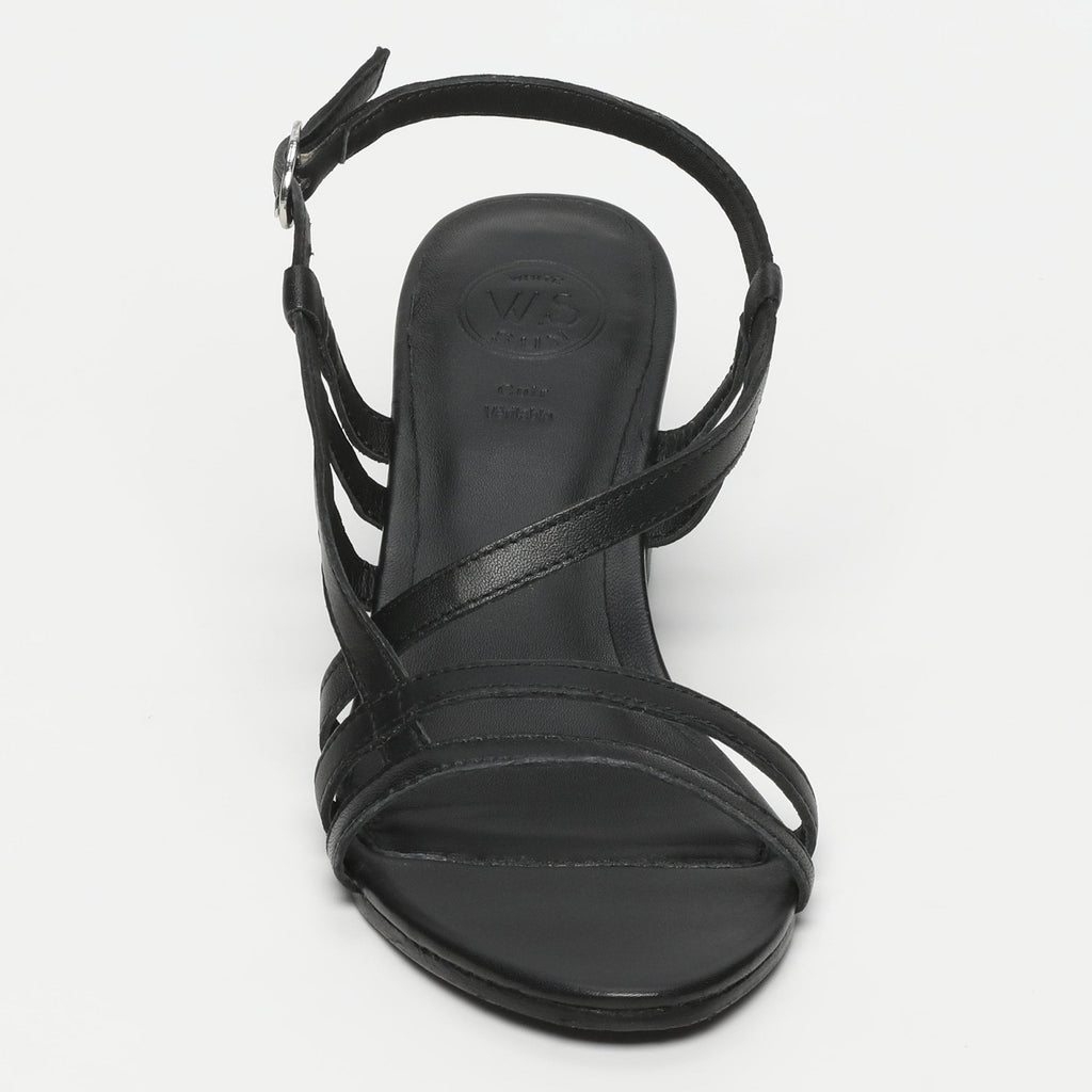 White Sun - Sandales Talon Prunier - Black Sheep Nappa - Noir