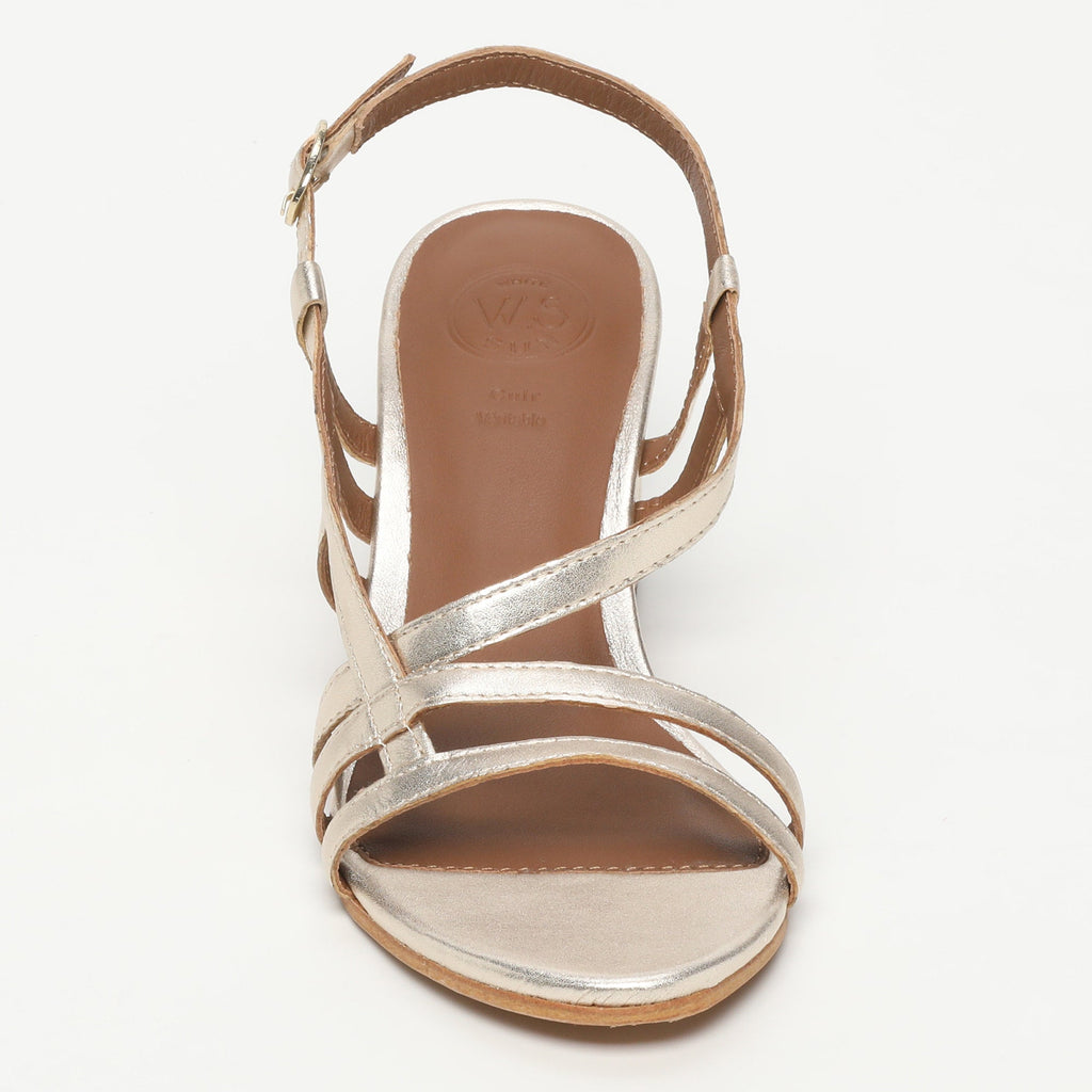 White Sun - Sandales Talon Prunier - Gold Sheep Metallic Nappa - Doré