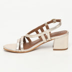 White Sun - Sandales Talon Prunier - Gold Sheep Metallic Nappa - Doré