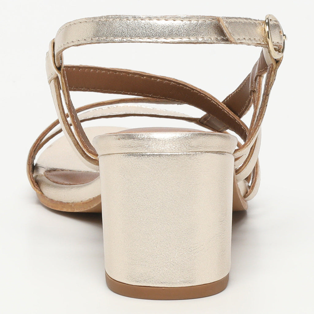 White Sun - Sandales Talon Prunier - Gold Sheep Metallic Nappa - Doré