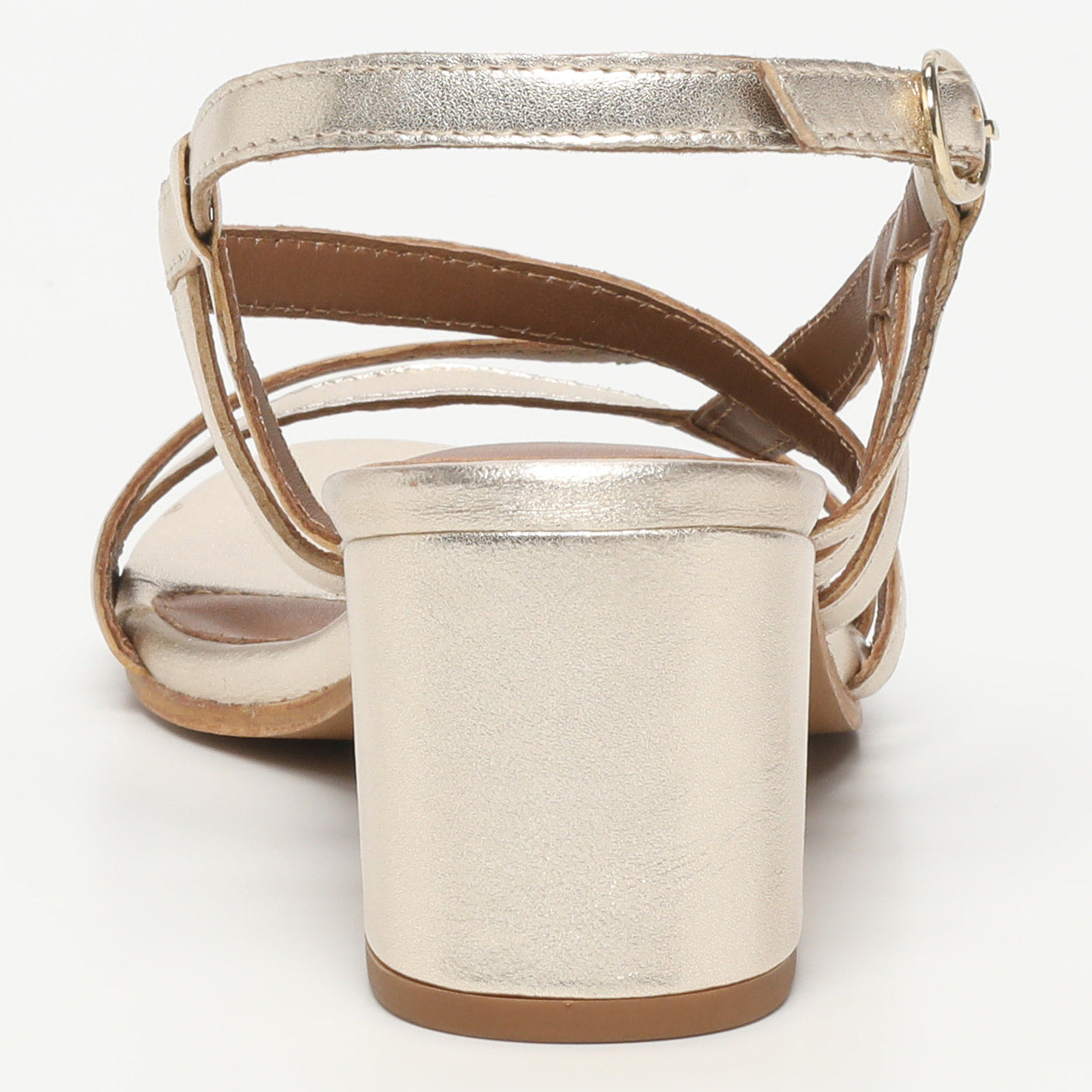 White Sun - Sandales Talon Prunier - Gold Sheep Metallic Nappa - Doré